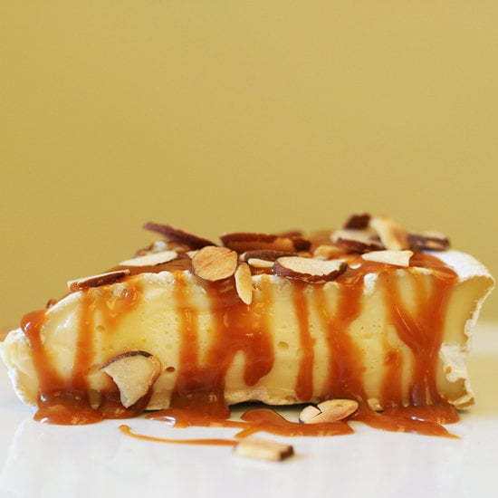 Brie With Caramel and Sliced Almonds