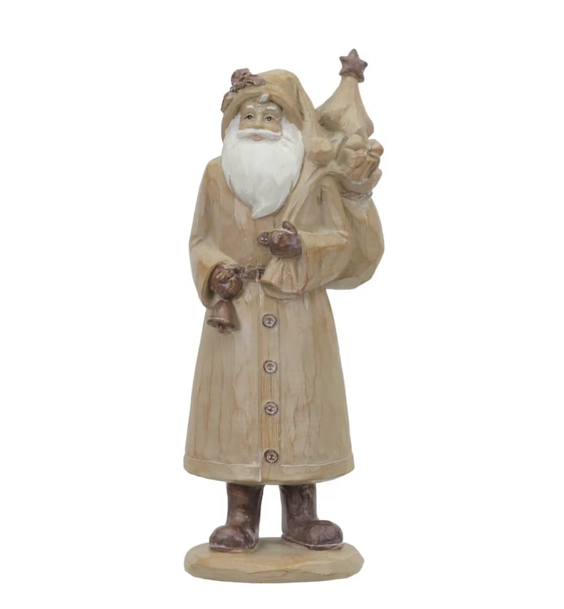 Michaels Christmas Decorations: Winter Cottage Gift-Bearing Tabletop Santa in Beige Suit