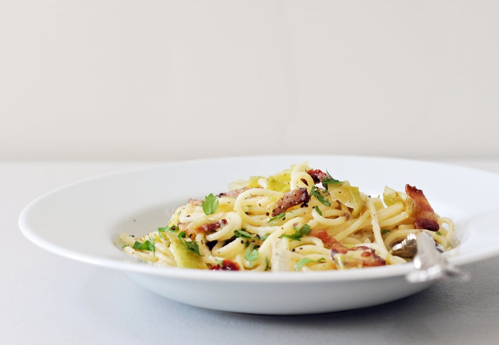 Pasta Carbonara With Sun-Dried Tomatoes and Leeks