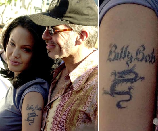 Angelina Jolie's upper left arm had Billy Bob Thornton written all over it before the couple divorced in 2003.