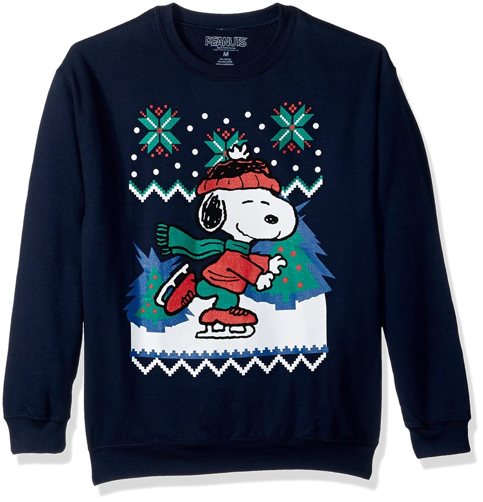 Peanuts snoopy skating holiday pullover christmas sweaters on amazon 