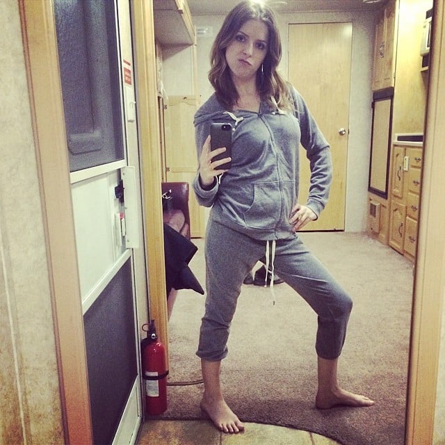 "Sorry for all the sexiness I'm serving in my warming clothes between scenes. #CAKE #WhatsUpLadies #NightShoots #SweatpantTuxedo," Anna Kendrick captioned this photo.
Source: Instagram user annakendrick47