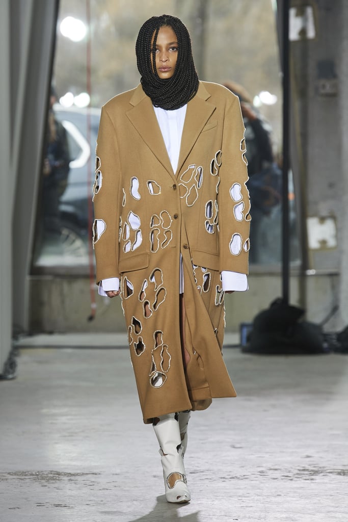 A Crystal-Adorned Cutout Coat on the Area Fall 2020 Runway at New York Fashion Week