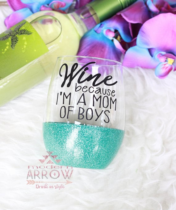 boy mom wine glass