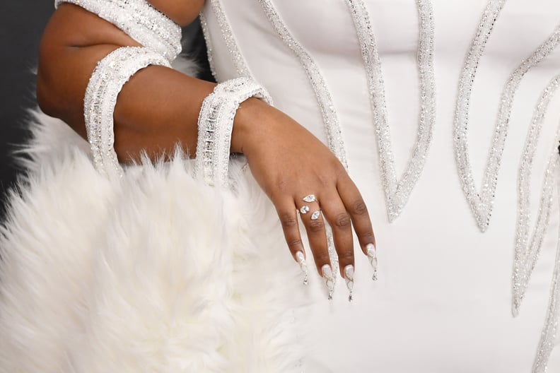 Lizzo's White Crystal Nails at the 2020 Grammy Awards