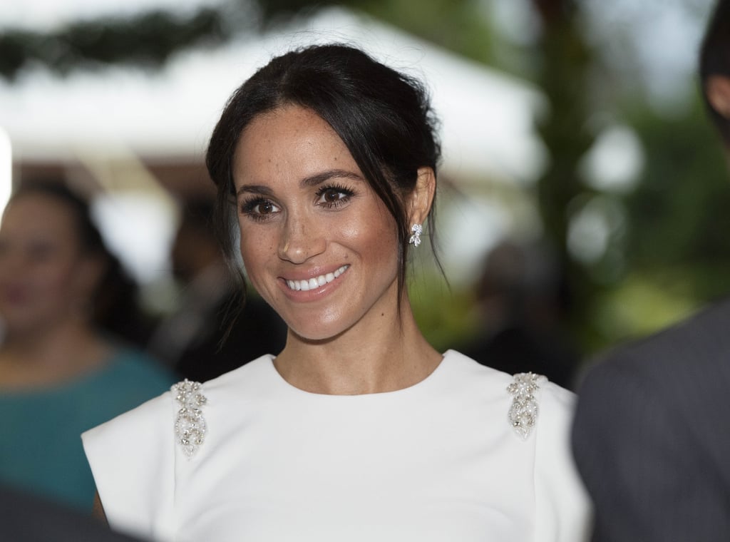 Meghan Markle White Theia Dress in Tonga October 2018