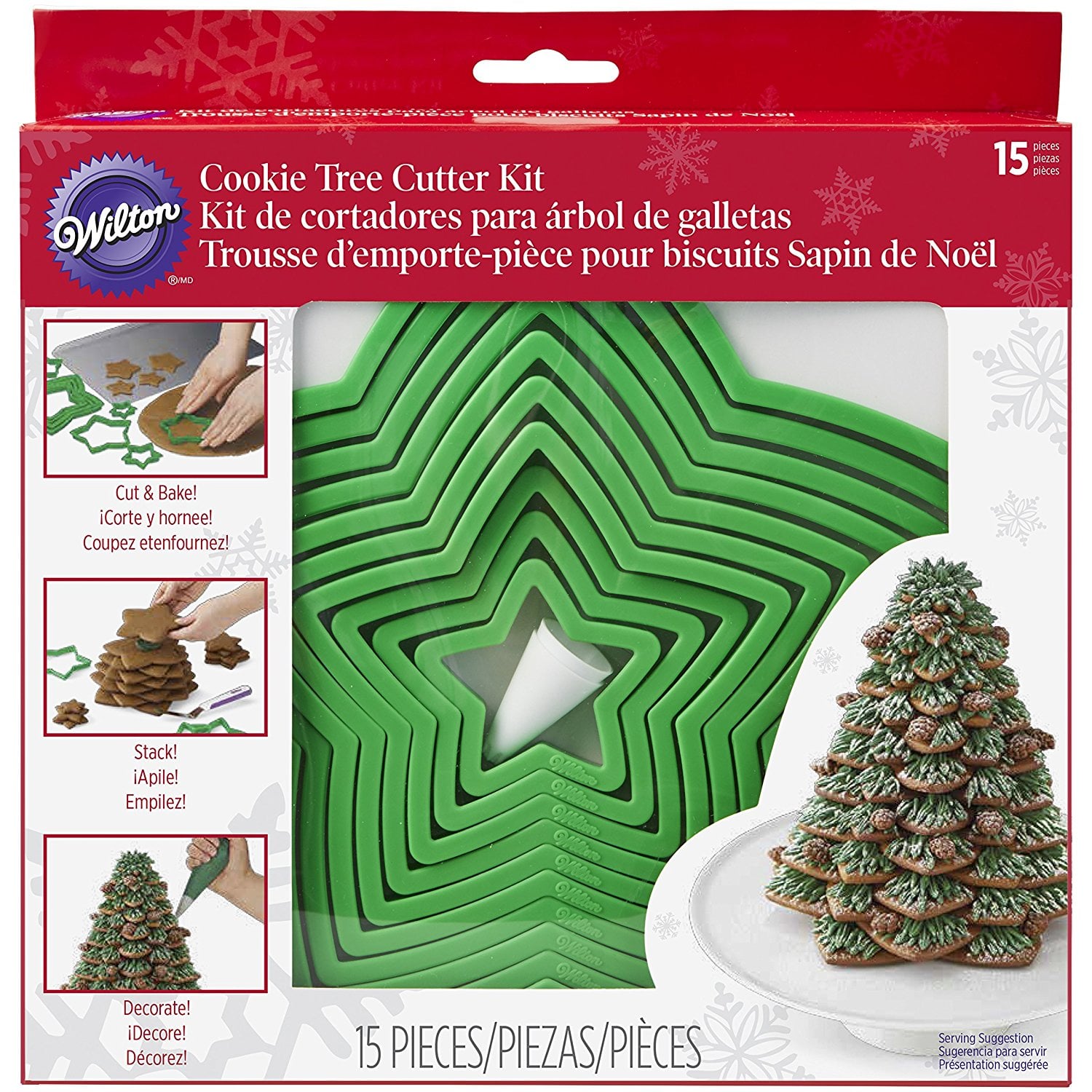 3 Tree Star 3-Piece Set Ornament R&M International 1981 Christmas Cookie Cutters with Interior Cut-Outs