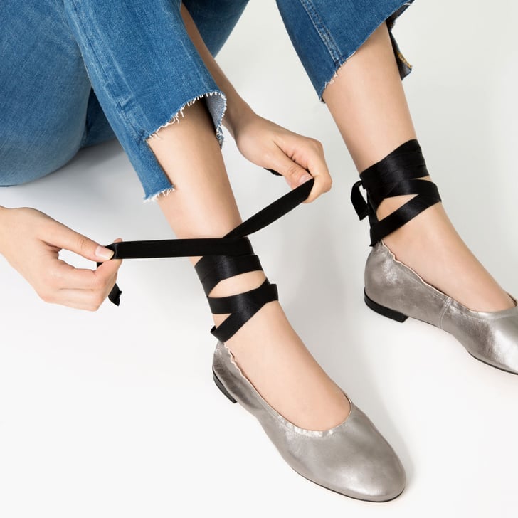 Zara Lace-Up Leather Ballet Flats ($70) | Best Pieces From Zara | July ...