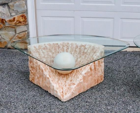 Vintage Plaster and Glass Table