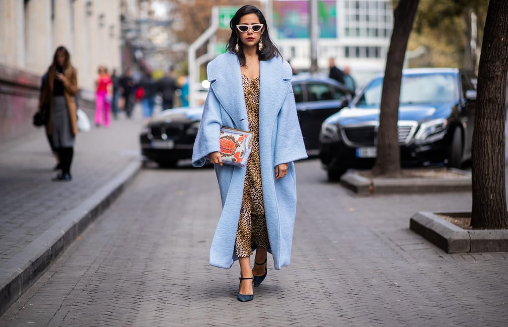 Look Chic in a Baby Blue Coat and a Clutch