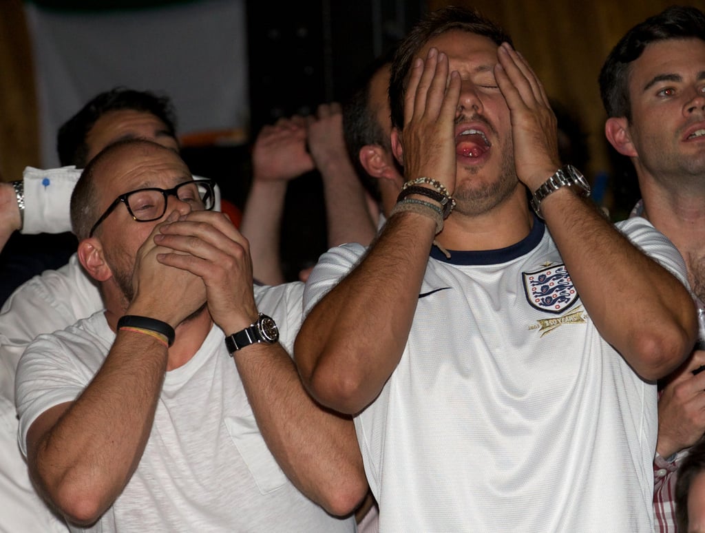 At a London pub, England fans looked worried during the team's game against Uruguay.