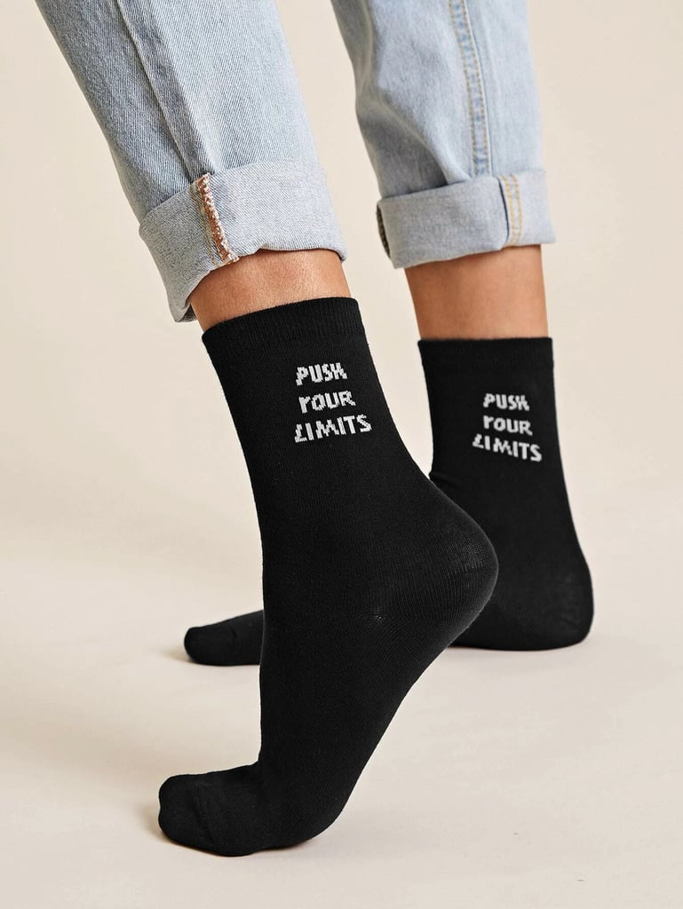 Romwe Slogan Graphic Socks