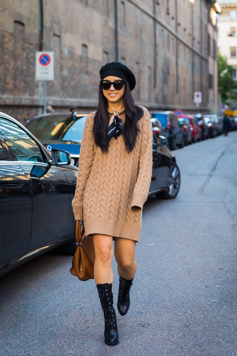 Play Up the Prep When You Twist One Over Your Cable-Knit Sweater Dress