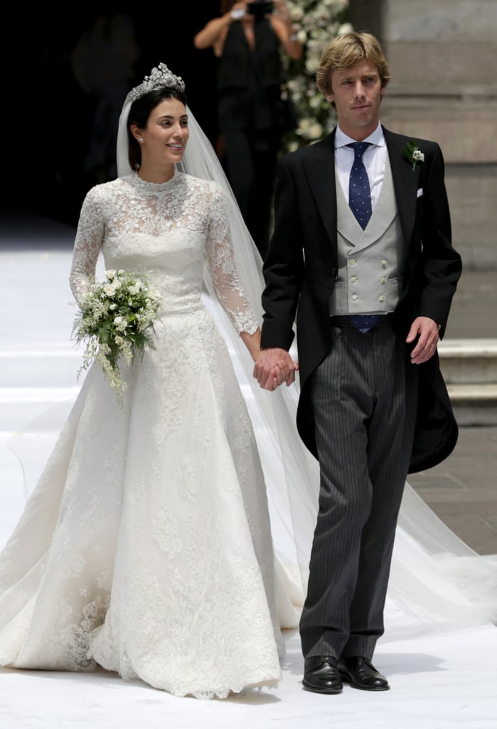 There's nothing quite like a royal wedding! On Friday, Prince Christian of Hanover wed lawyer and former model Alessandra de Osma in a religious ceremony at St. Peter's Church in Lima, Peru. The event was technically the couple's second wedding, as they formally tied the knot in a lowkey civil ceremony in London back in November. On her wedding day, the bride wore a beautiful white long-sleeved lace dress, and accessorized with an insane silver tiara and sweeping veil. 
The 32-year-old German prince first met 25-year-old Alessandra, a native of Peru, in 2005; the gorgeous brunette actually acted as a tour guide for Christian on one of his visits to the South American country, but they didn't begin dating until nine years later. They were engaged in April 2017. 

    Related:

            
            
                                    
                            

            The Most Stunning Royal Weddings From Around the World
        
    
Prince Christian is the younger son of Ernst August, Prince of Hanover, and his first wife, Chantal Hochuli. He is second in the line of succession to the former Hanoverian throne, after his older brother, Prince Ernst August. Christian's stepmother is Princess Caroline of Monaco, who married his father in 1999. Together, they share 18-year-old daughter Princess Alexandra of Hanover, and Christian also has stepsiblings in Caroline's other children — Andrea, Charlotte, and Pierre Casiraghi — from her former marriage to Italian sportsman heir Stefano Casiraghi.
Christian and Alessandra's gorgeous Peruvian ceremony was attended by his royal siblings, of course, as well as supermodel Kate Moss, her boyfriend Count Nikolai Von Bismarck, and British princesses Beatrice and Eugenie; perhaps Eugenie picked up some inspiration for her own wedding, as she is set to walk down the aisle with fiancé Jack Brooksbank on Oct. 12. And before that, we'll get to see her cousin Harry wed Meghan Markle in May! Alessandra and Christian's royal wedding festivities will be a three-day affair, and you can see all the stunning photos ahead.