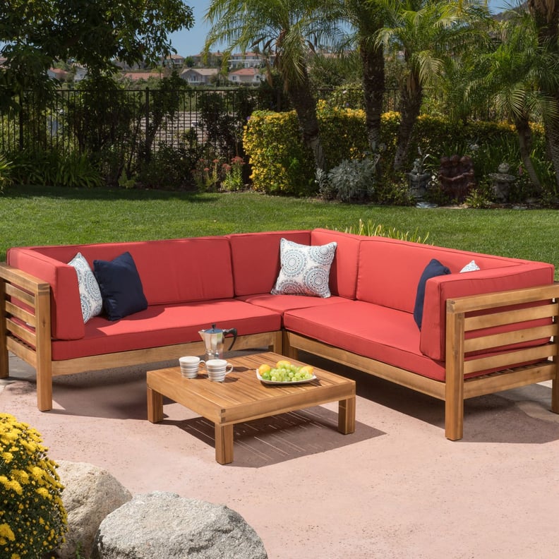 Collins 4-Piece Outdoor Sectional Set With Red Cushions