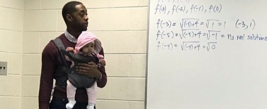Dad Brings Daughter to College Class