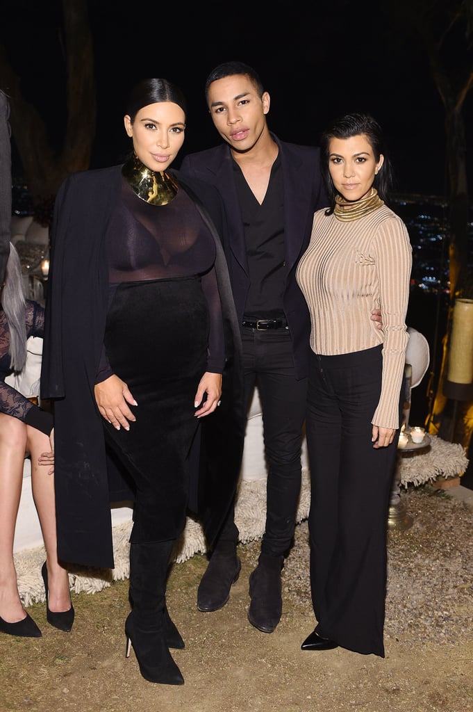 It wouldn't be a Balmain party without an appearance from Kim Kardashian, who selected a see-through top and pencil skirt.