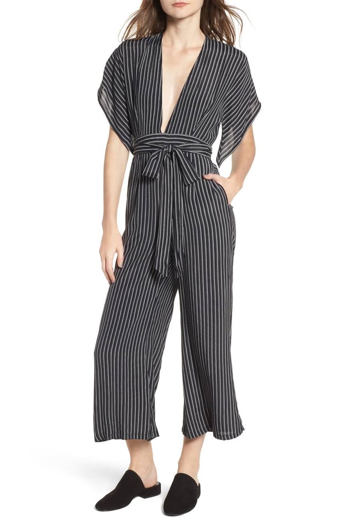 Faithfull the Brand Plunging Pinstripe Jumpsuit