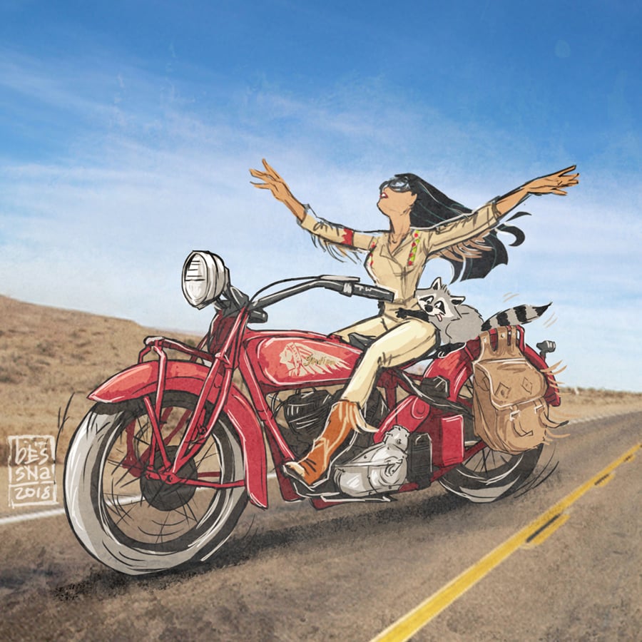 Pocahontas on a Motorcycle