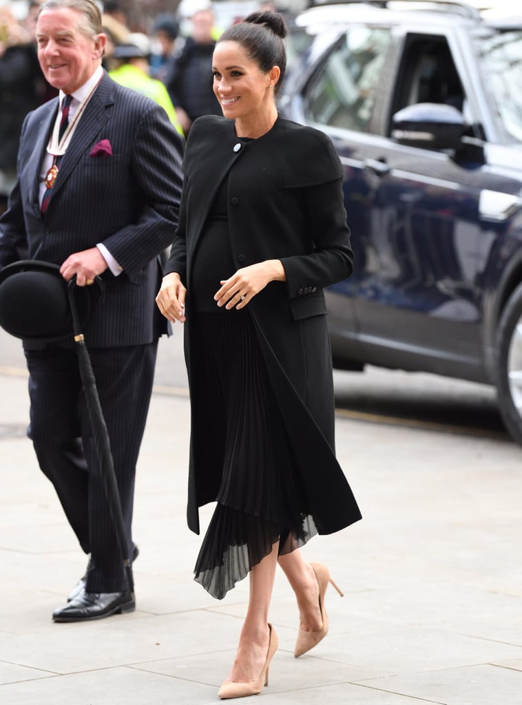 Meghan Markle's Black Givenchy Coat ACU Visit Jan. 2019