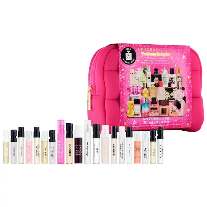 Sephora Favorites Cologne Sampler Set With Redeemable Voucher ($98)
So many of you are out here Googling "Sephora holiday sets 2025," which brings me to the recommendation I give every single year when someone's stumped on gifting: this set. It's no wonder it has near-perfect reviews — it's genius. You get 20 sample-size fragrances, from cozy vanillas to warm florals, so the recipient can test-drive them all. Then they redeem the included scent certificate for a full-size bottle of their favorite, totally free.