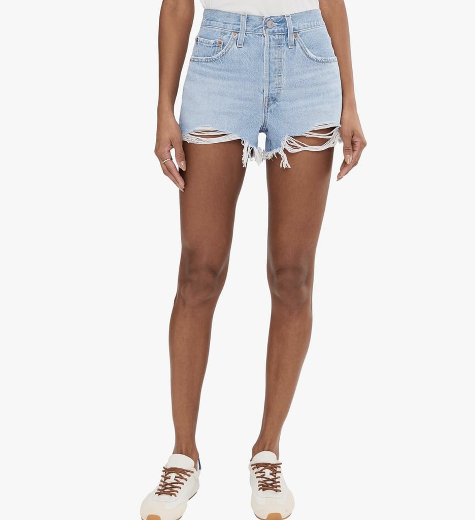 Levi's 501 Original High Rise Shorts ($75)
Denim shorts are a summer essential — you can wear them as a coverup or with a T-shirt and sweater for a more casual look. You can't go wrong with this pair and the frayed detailing adds an effortless vibe.