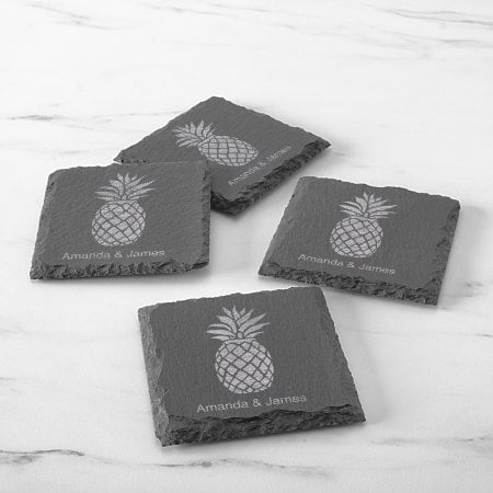 Personalized Pineapple Slate Coasters (Set of 4)