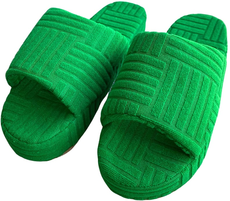 Green Towel Terry Cloth Slippers