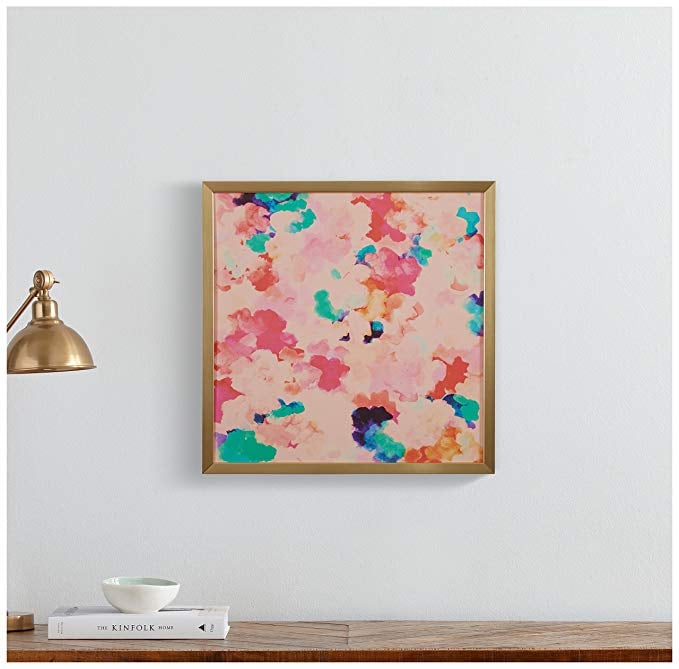 Spring Pink Floral Print in a Gold Wood Frame