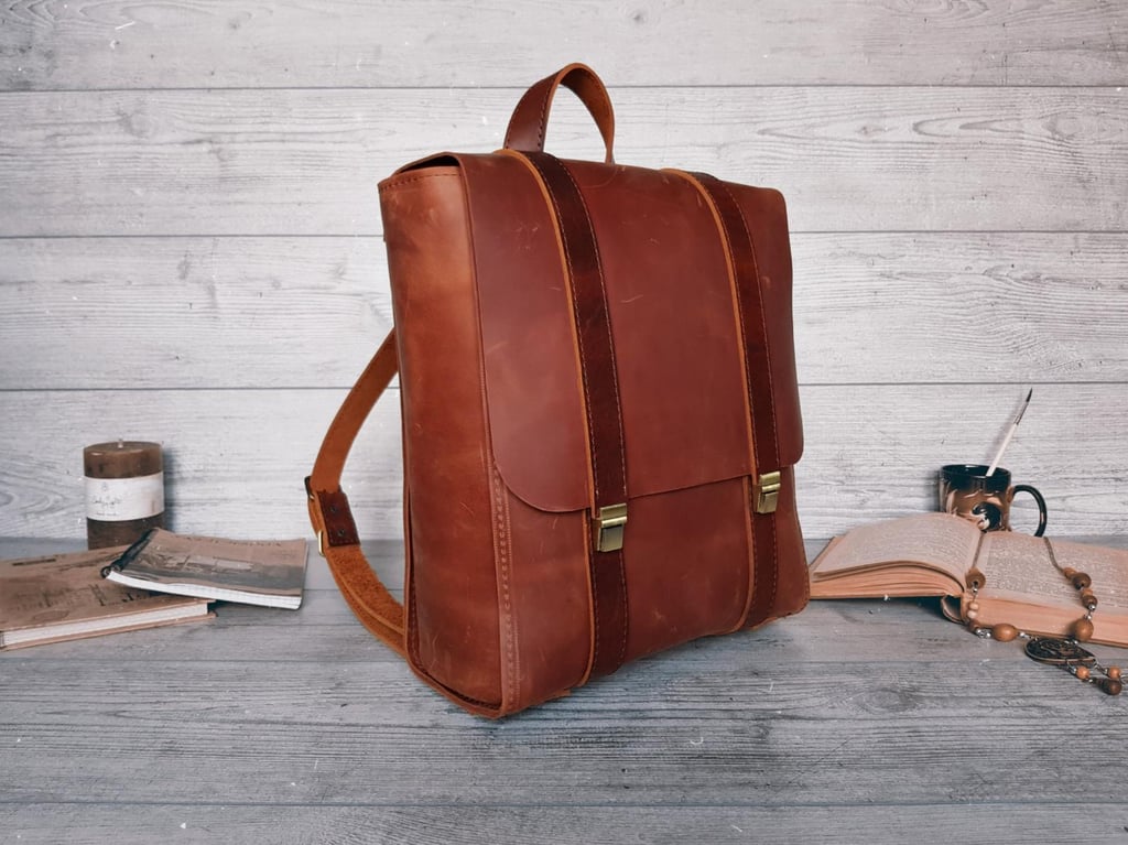 Personalized Leather Backpack