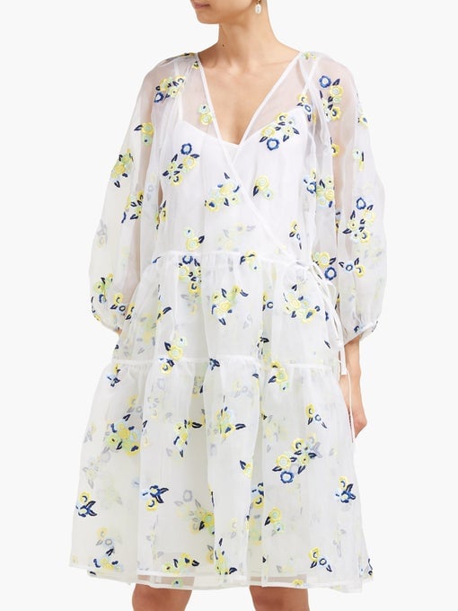 Cecilie Bahnsen Manila Floral-Embroidered Silk-Organza Dress