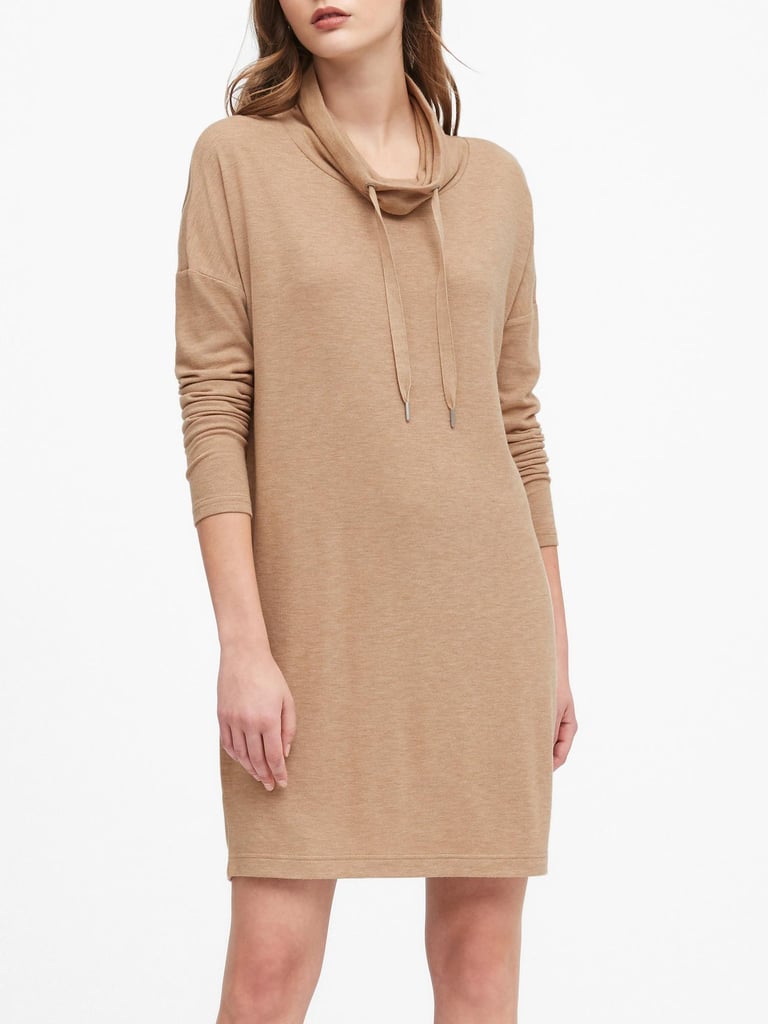 Plush Jersey Funnel-Neck Dress