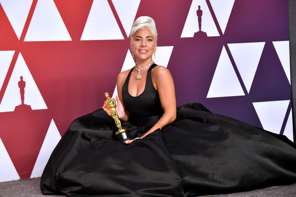 lady gaga black dress oscars