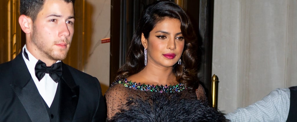 Priyanka Chopra Black Feather Dress and Heels 2019