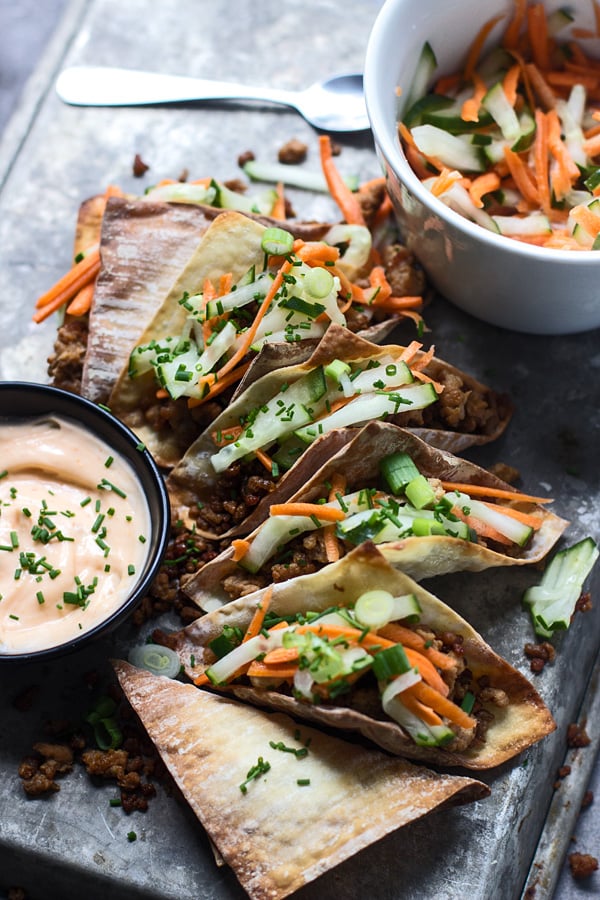 Mini Banh Mi Wonton Tacos