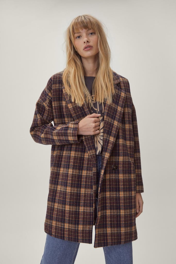 Nasty Gal Longline Check Oversized Coat