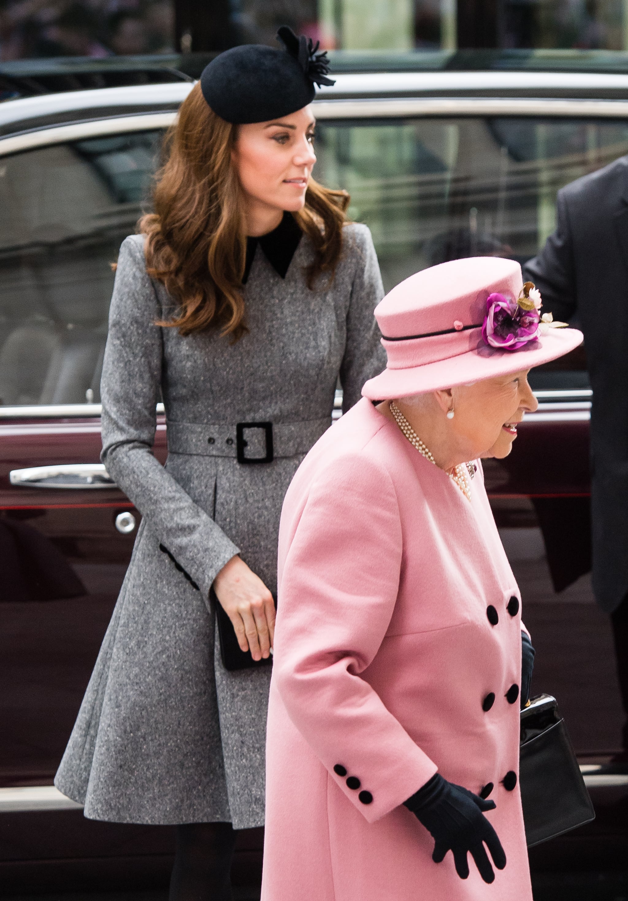 Pink and cheap grey coat