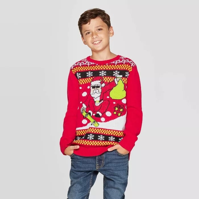 Well Worn Boys' Skater Santa Ugly Christmas Sweater | Ugly Christmas ...