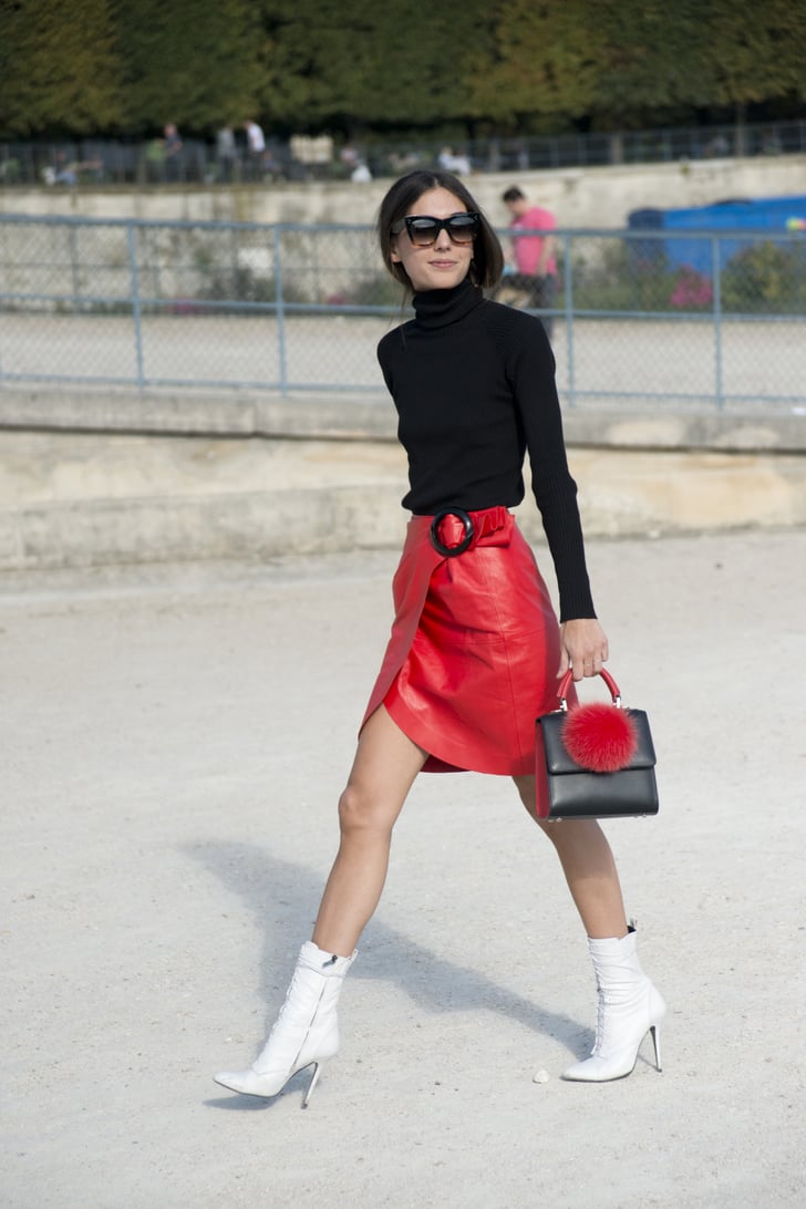 With Red and White Leather | Ways to Style a Black Turtleneck ...