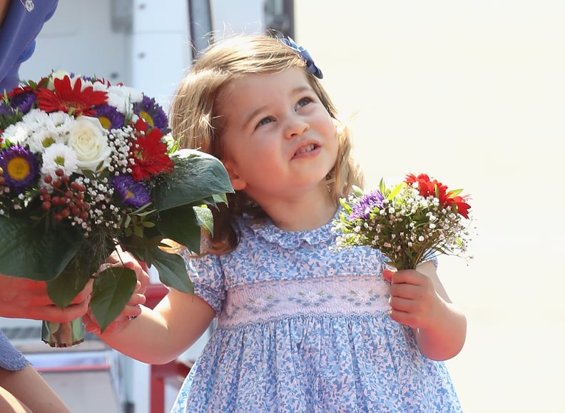 BERLIN, GERMANY - JULY 19:  Princess Charlotte of Cambridge arrives at Berlin Tegel Airport during an official visit to Poland and Germany on July 19, 2017 in Berlin, Germany.  (Photo by Chris Jackson/Getty Images)