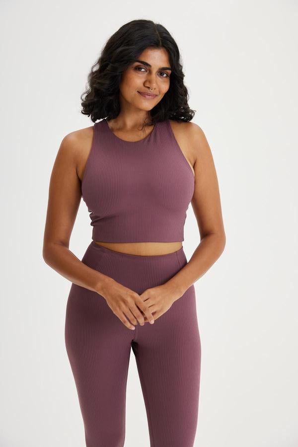 Girlfriend Collective Tommy Cropped Bra Plum