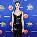 Lily Collins Black Latex Dress at the MTV Movie Awards 2020