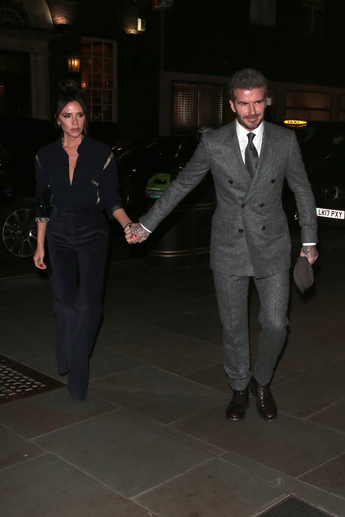 Victoria Beckham Blue Snakeskin Blouse With David Beckham