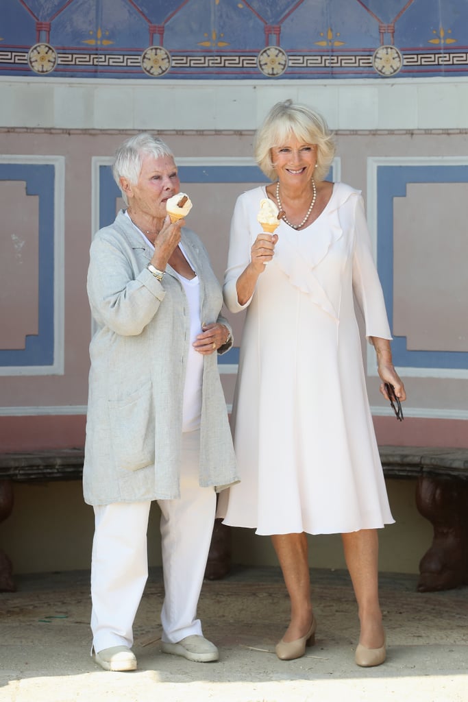 Camilla Parker Bowles and Judi Dench on the Isle of Wight