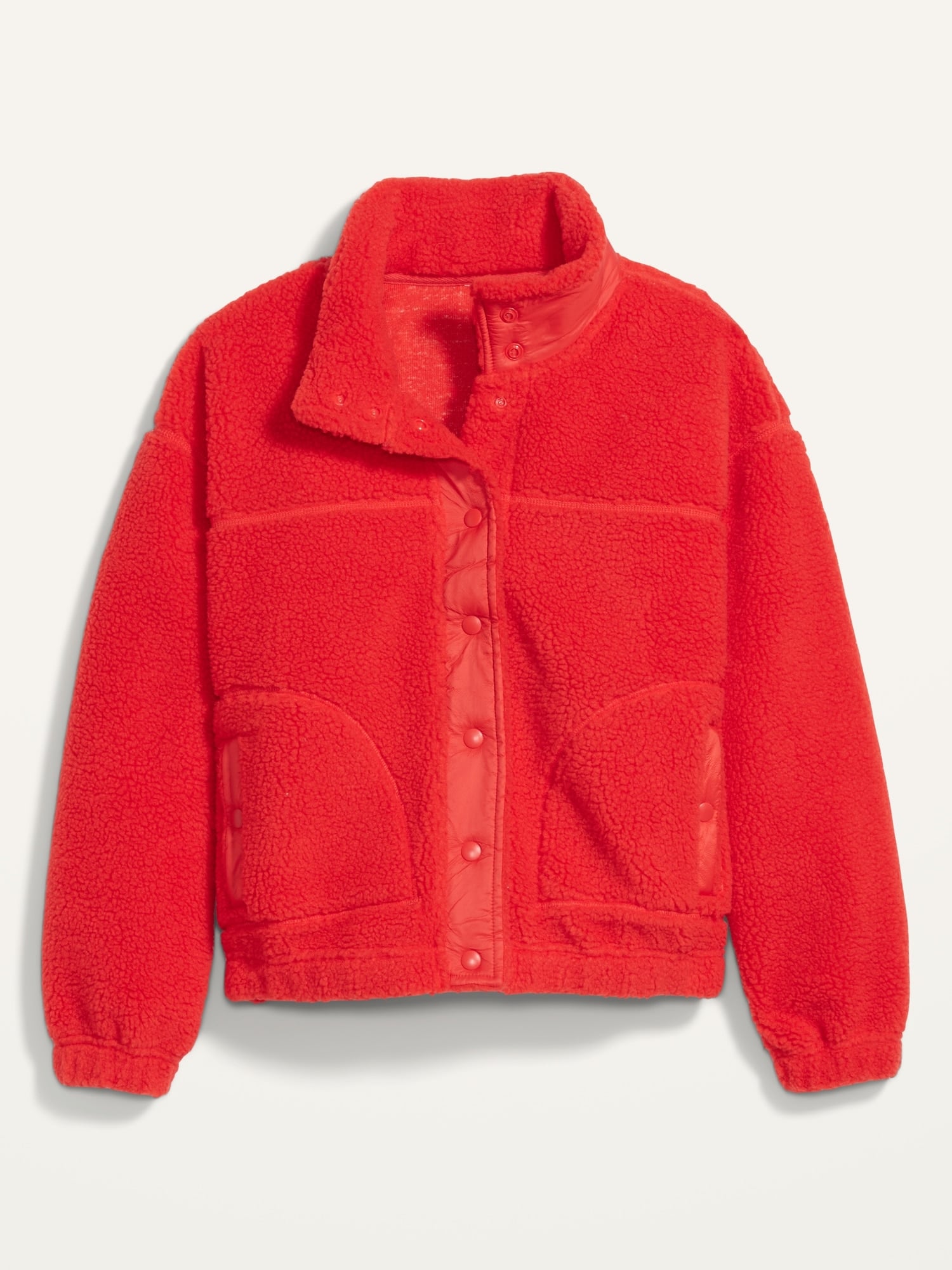 Cozy Sherpa Snap-Front Crop Jacket