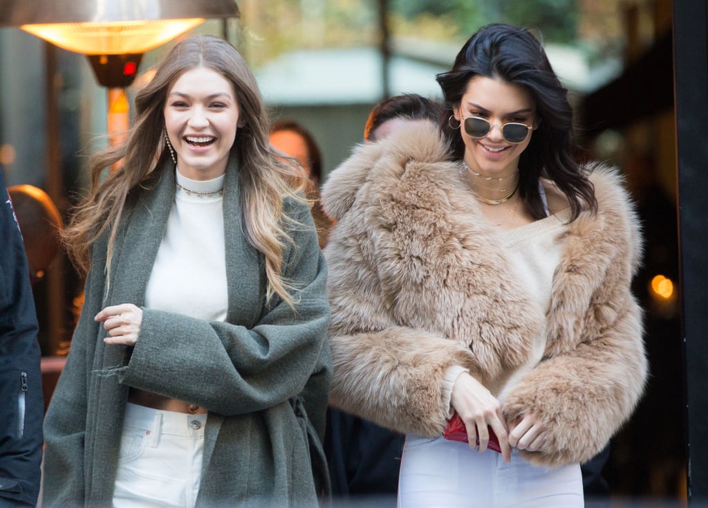 Kendall Jenner and Gigi Hadid White Jeans in Paris Nov. 2016