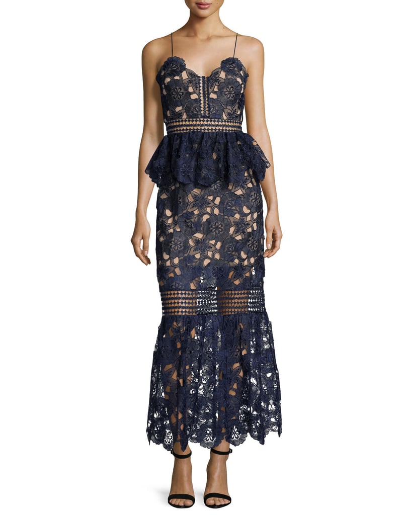 Self-Portrait Amaryllis Sheer Lace Column Dress ($625) | How to Wear ...