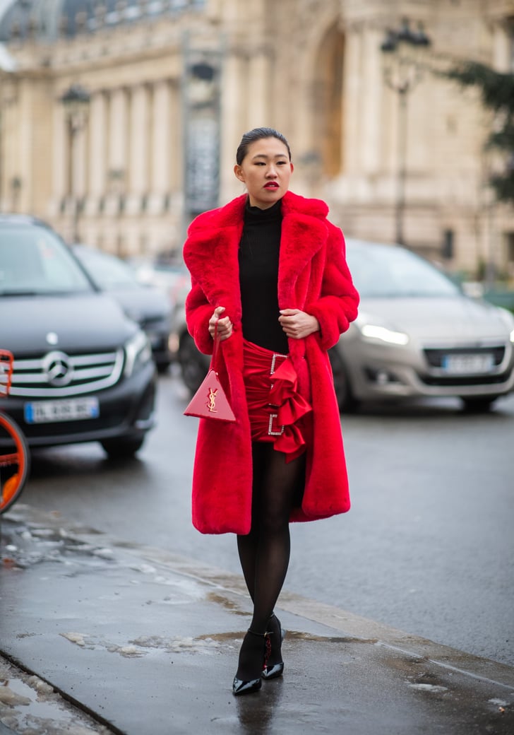 As Part of a Red and Black Ensemble | Outfits With Tights 2019 ...