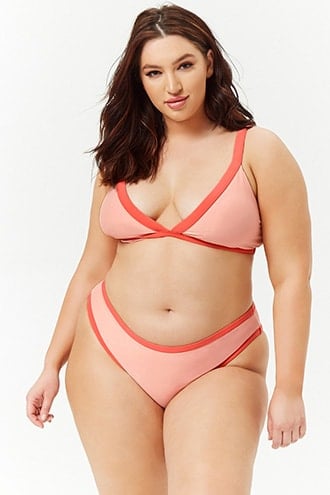 Plus Size Contrast Trim Bikini