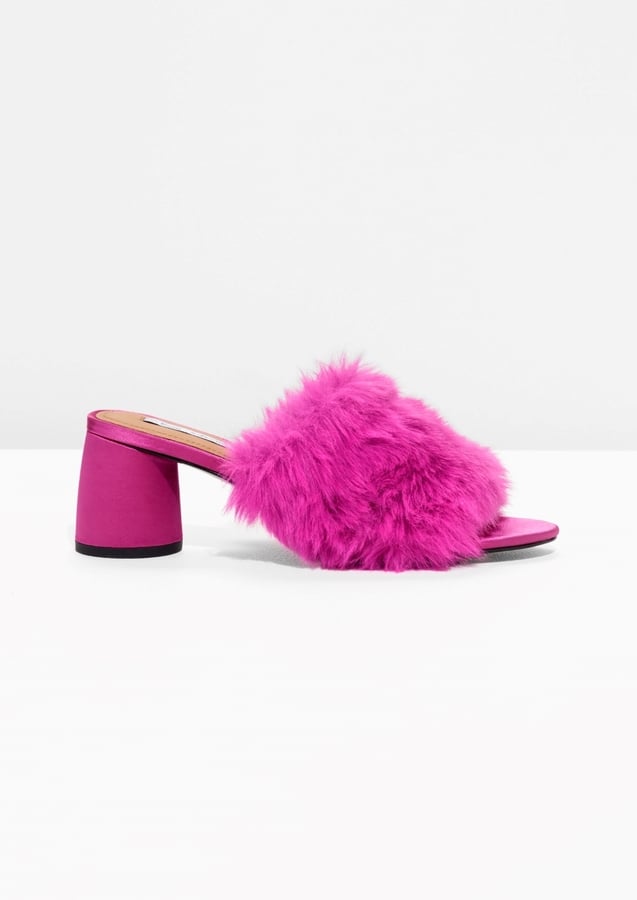 pink fur mules